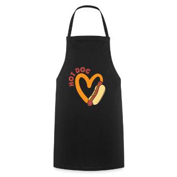 Hot Dog Lover Heart Design - Cooking Apron - black - Front - AI Model Male 185 dark (185cm)