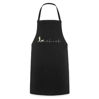 Heartbeat Walk mit Hundesilhouette - Kochschürze - Schwarz - Vorne - AI Model Male 185 dark (185cm)