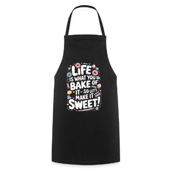 La vie est ce que vous en faites – alors faisons-le swe - Tablier de cuisine - noir - Devant - AI Model Male 185 dark (185cm)