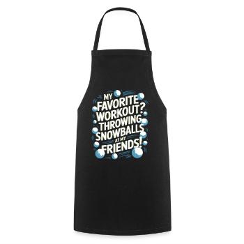 Mon entraînement préféré ? Lancer des boules de neige sur ma frite - Tablier de cuisine - noir - Devant - AI Model Male 185 dark (185cm)