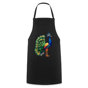 Pfaue Pfau - Kochschürze - Schwarz - Vorne - AI Model Male 185 dark (185cm)