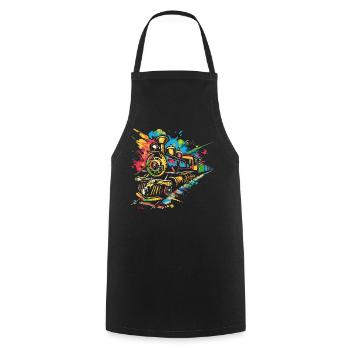 Lokomotive Graffiti - Kochschürze - Schwarz - Vorne - AI Model Male 185 dark (185cm)