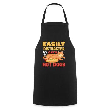 Leicht Ablenkbar Von Katzen Und Hot Dog Lover - Kochschürze - Schwarz - Vorne - AI Model Male 185 dark (185cm)