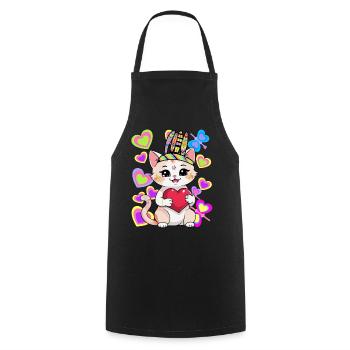 Katze Geburtstag Kinder Kind Herz Herzen Baby - Kochschürze - Schwarz - Vorne - AI Model Male 185 dark (185cm)