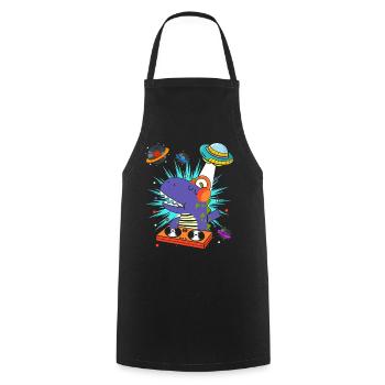 Dinosaure avec rétro vintage nerd geek dino t-rex - Tablier de cuisine - noir - Devant - AI Model Male 185 dark (185cm)