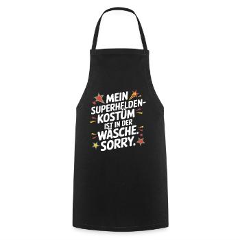 Le costume de super-héros est dans la blanchisserie Carnaval Cologne - Tablier de cuisine - noir - Devant - AI Model Male 185 dark (185cm)