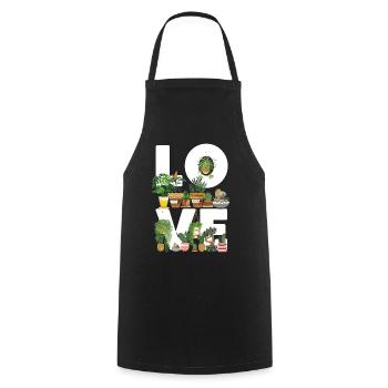 Amoureux des plantes Jardinage Amour - Tablier de cuisine - noir - Devant - AI Model Male 185 dark (185cm)