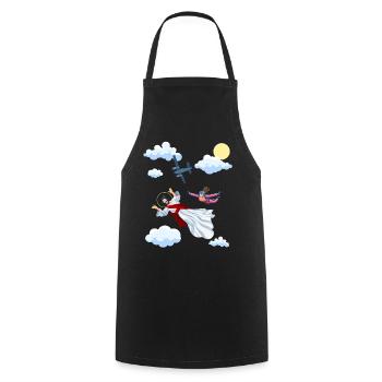 Saut en parachute Jésus, Parachute, Parachutisme, - Tablier de cuisine - noir - Devant - AI Model Male 185 dark (185cm)