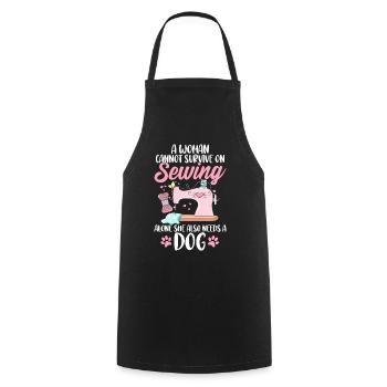 Funny Sewing Dog Quilting Crochet Hobbyist Dog - Cooking Apron - black - Front - AI Model Male 185 dark (185cm)