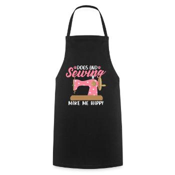 Dogs and Sewing Make Me Happy Funny Quilting Dog - Cooking Apron - black - Front - AI Model Male 185 dark (185cm)