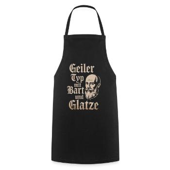 Geiler Typ Mit Bart & Glatze Glatzkopf Bartträger - Kochschürze - Schwarz - Vorne - AI Model Male 185 dark (185cm)