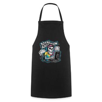 Total Addiction Gamer Skull Illustration - Cooking Apron - black - Front - AI Model Male 185 dark (185cm)