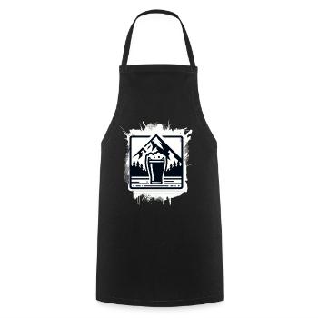 Mountain lake with beer glass motif - Cooking Apron - black - Front - AI Model Male 185 dark (185cm)