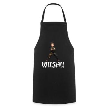 Stolze Wushu Kämpferin mit Drachenmotiv - Kochschürze - Schwarz - Vorne - AI Model Male 185 dark (185cm)
