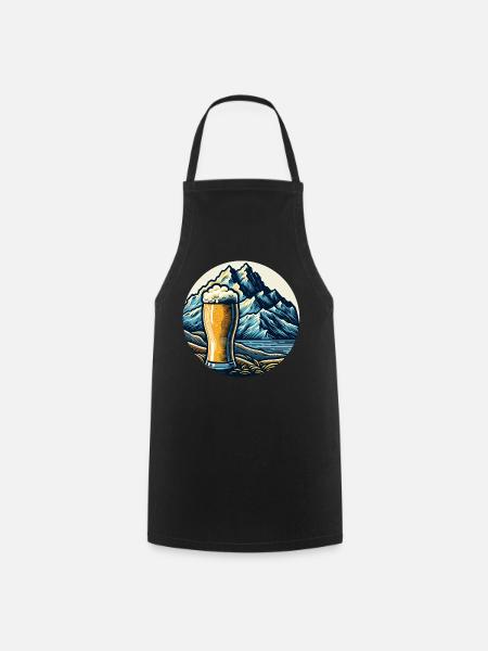 Gebirgs-Bierlandschaft Illustration - Kochschürze - Schwarz
