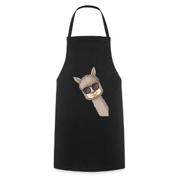 Funny Llama sunglasses Llama Lover Funny Alpaca - Cooking Apron - black - Front - AI Model Male 185 dark (185cm)