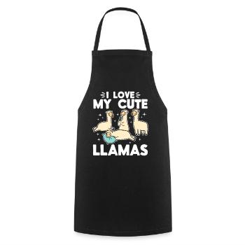 Alpaca Lover Llama Lover - I love my cute Llamas - Cooking Apron - black - Front - AI Model Male 185 dark (185cm)