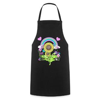 Sonnenblume Sonnenblumen Blume Blumen - Kochschürze - Schwarz - Vorne - AI Model Male 185 dark (185cm)