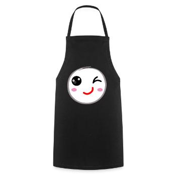 Clin d’œil sourire - Tablier de cuisine - noir - Devant - AI Model Male 185 dark (185cm)