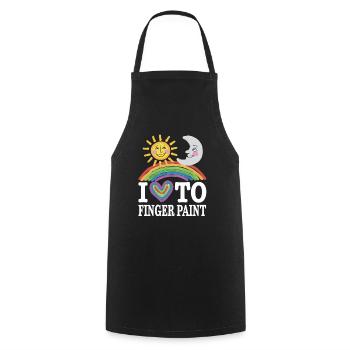 I Love Finger Paints Sun Moon Rainbow - Cooking Apron - black - Front - AI Model Male 185 dark (185cm)