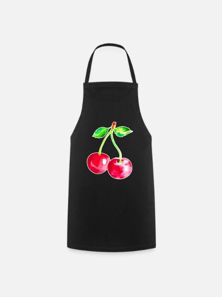 Kirsche, Rote Kirschen - Kochschürze - Schwarz