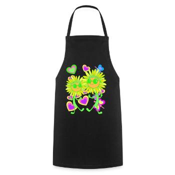 Sunflower Flower Heart Retro 80s 90s Kids - Cooking Apron - black - Front - AI Model Male 185 dark (185cm)