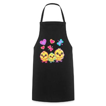 Retro Easter Chick Kids Child Baby 80s 90s - Cooking Apron - black - Front - AI Model Male 185 dark (185cm)