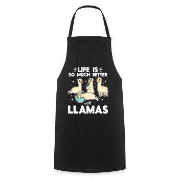 Life is so much better with Llamas - Llama Lover - Kochschürze - Schwarz - Vorne - AI Model Male 185 dark (185cm)