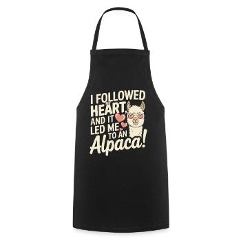 I followed my heart, and it led me to an alpaca! - Cooking Apron - black - Front - AI Model Male 185 dark (185cm)