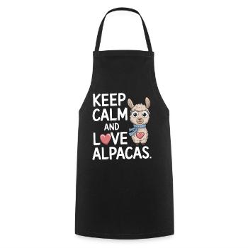 Keep calm and love alpacas. - Cooking Apron - black - Front - AI Model Male 185 dark (185cm)