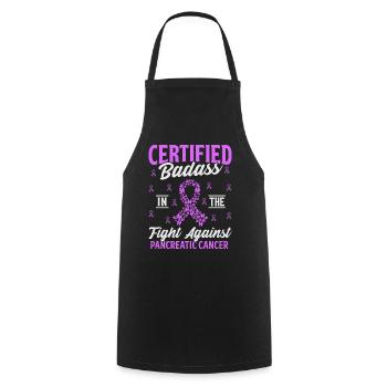 Certifié Badass Purple Ribbon Cancer du pancréas - Tablier de cuisine - noir - Devant - AI Model Male 185 dark (185cm)