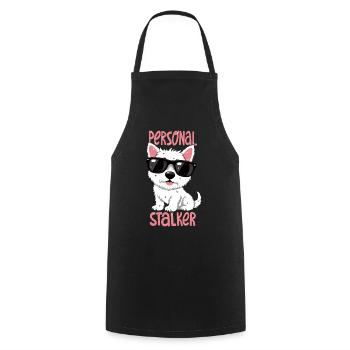 Personal Stalker – Westie with style - Cooking Apron - black - Front - AI Model Male 185 dark (185cm)