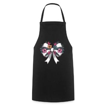 Elegante Blumen-Schleife Mit Tropischem Flair - Kochschürze - Schwarz - Vorne - AI Model Male 185 dark (185cm)