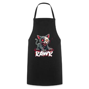 Gruselige Zombie Katze Kätzchen - Kochschürze - Schwarz - Vorne - AI Model Male 185 dark (185cm)