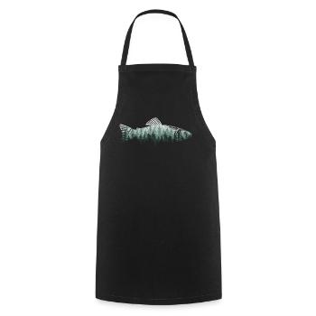 Pêche à la truite Pêche Pêcheur Forêt extérieure - Tablier de cuisine - noir - Devant - AI Model Male 185 dark (185cm)