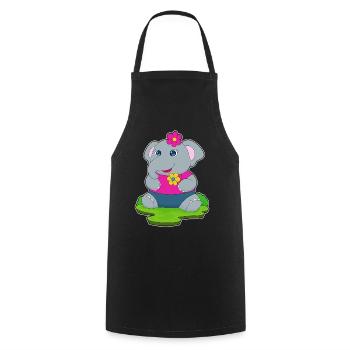 Cute elephant - Cooking Apron - black - Front - AI Model Male 185 dark (185cm)