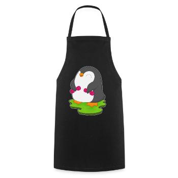 Penguin Bodybuilder Dumbbells Bodybuilding - Cooking Apron - black - Front - AI Model Male 185 dark (185cm)