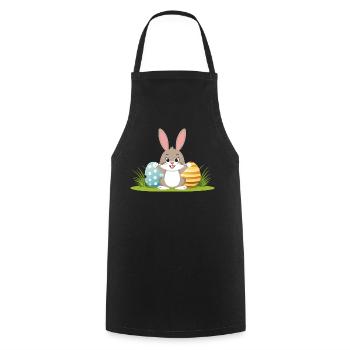 Happy Easter bunny with colorful Easter eggs - Cooking Apron - black - Front - AI Model Male 185 dark (185cm)