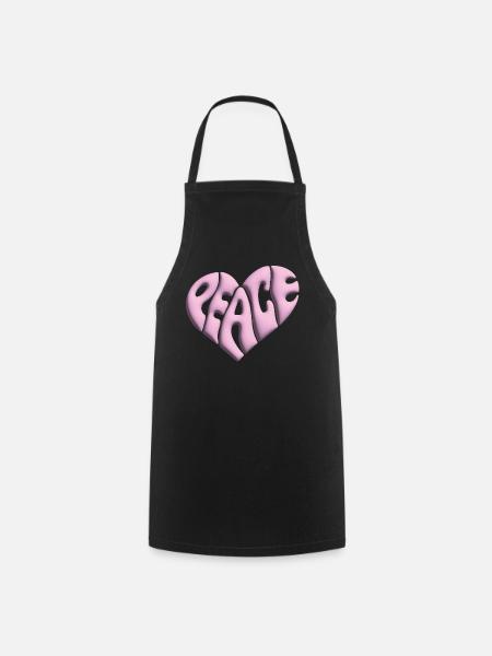 Peace Herz 3d pink - Kochschürze - Schwarz
