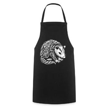 Opossum tribal - Tablier de cuisine - noir - Devant - AI Model Male 185 dark (185cm)