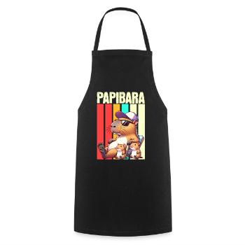 Papibara Capybara Papa Vater - Kochschürze - Schwarz - Vorne - AI Model Male 185 dark (185cm)