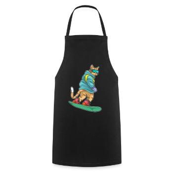 Katze Snowboarder Snowboard - Kochschürze - Schwarz - Vorne - AI Model Male 185 dark (185cm)