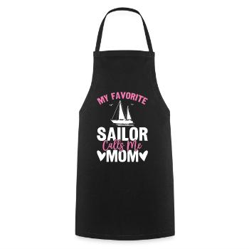 Mon marin préféré m’appelle maman Funny Sailing - Tablier de cuisine - noir - Devant - AI Model Male 185 dark (185cm)