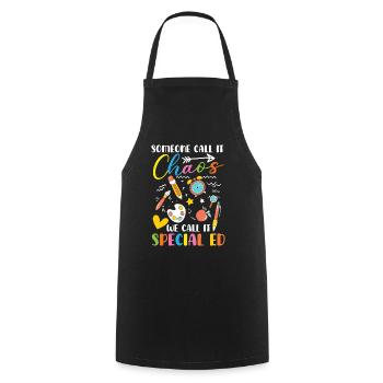 Que quelqu’un appelle ça le chaos, c’est nous qui l’appelons - Tablier de cuisine - noir - Devant - AI Model Male 185 dark (185cm)