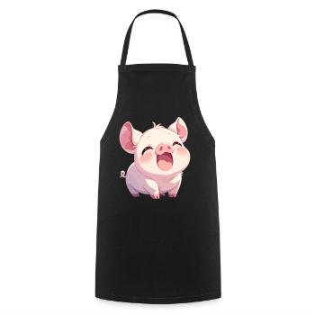 Schweine Schwein - Kochschürze - Schwarz - Vorne - AI Model Male 185 dark (185cm)