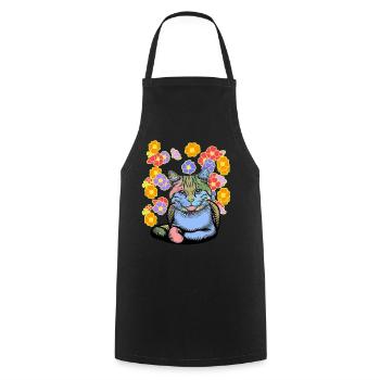 Chat Chats Chat domestique Fleurs Enfants Enfant - Tablier de cuisine - noir - Devant - AI Model Male 185 dark (185cm)