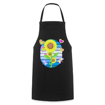 Tournesol Tournesol Rétro Années 80 Années 90 Vintage - Tablier de cuisine - noir - Devant - AI Model Male 185 dark (185cm)