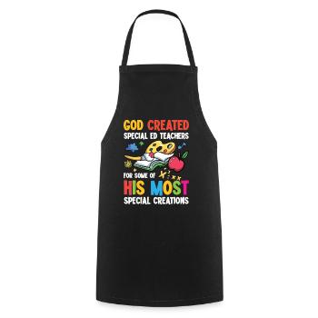 God created special education teachers for His special needs - Cooking Apron - black - Front - AI Model Male 185 dark (185cm)