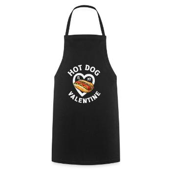 Amateur de hot-dogs ma Saint-Valentin - Tablier de cuisine - noir - Devant - AI Model Male 185 dark (185cm)