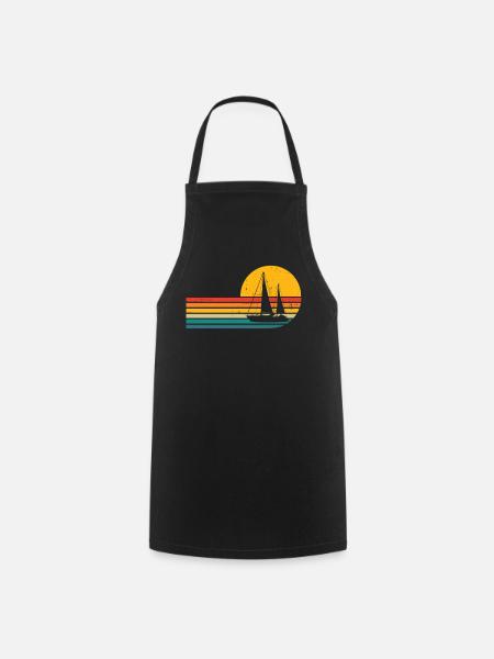 Funny Sailing Retro Sailboat Ocean Cruising - Cooking Apron - black